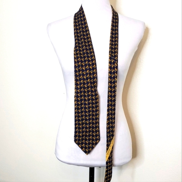 Authentic Valentino Silk Tie Luxury Celeb Style Stunning Blue Gold Tie Designer - Picture 1 of 8